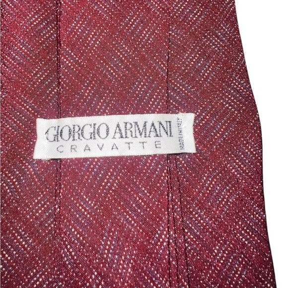 EUC Giorgio Armani Made in Italy Red Blue Men's Silk Neck Ties Luxury Designer - Picture 4 of 8